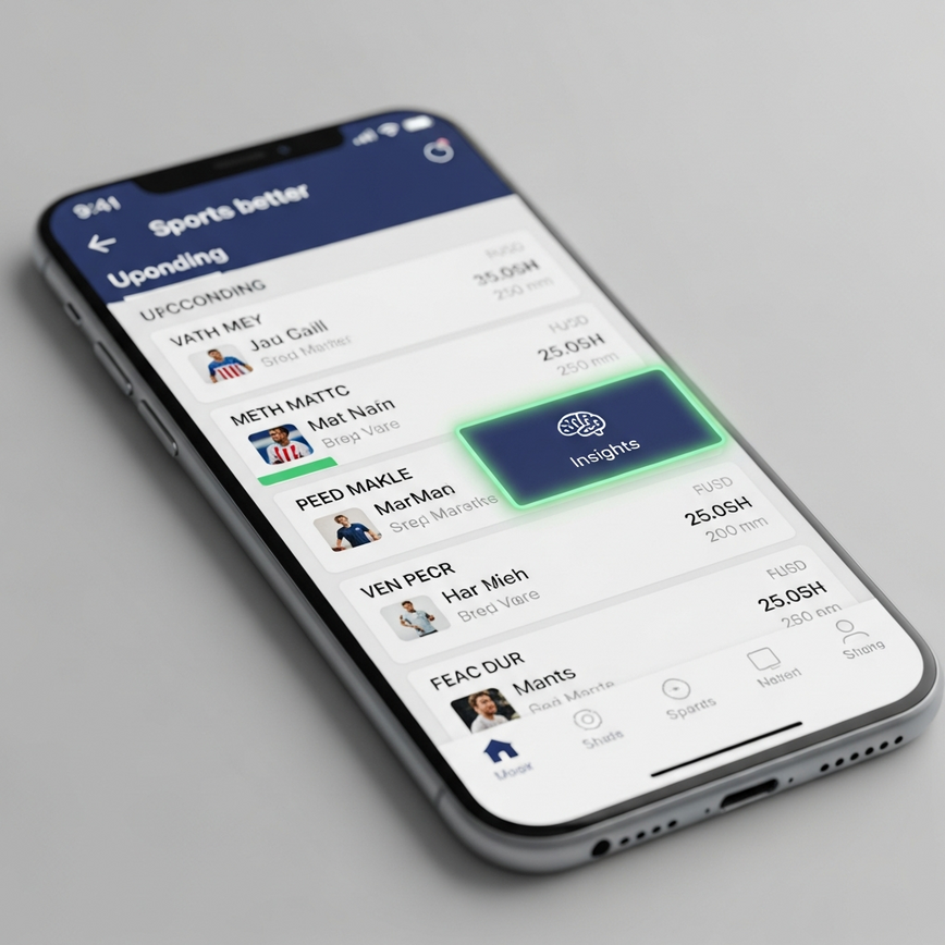A practical visual guide showing a user where to find and how to use the AI prediction feature on a mobile platform, as described in the article.