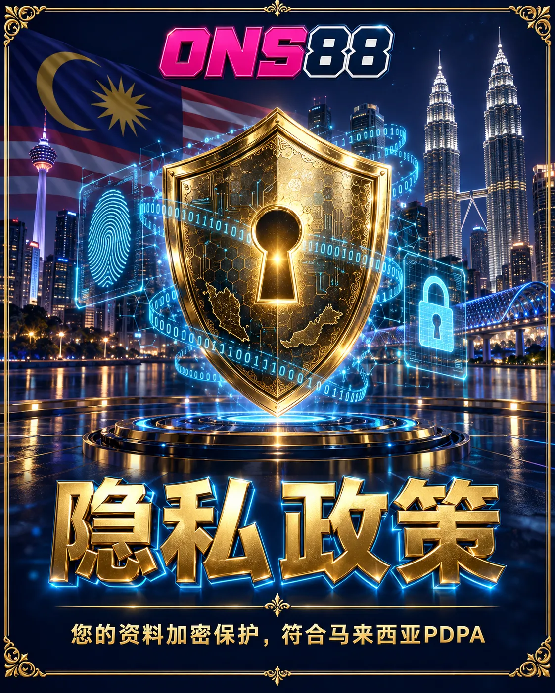 隐私政策 | ONS88 马来西亚 ONS88 隐私政策 — 您的资料加密保护,符合马来西亚 PDPA
