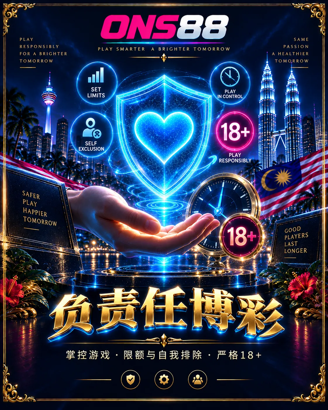 ONS88 负责任博彩 — 掌控游戏、限额与自我排除、严格 18+
