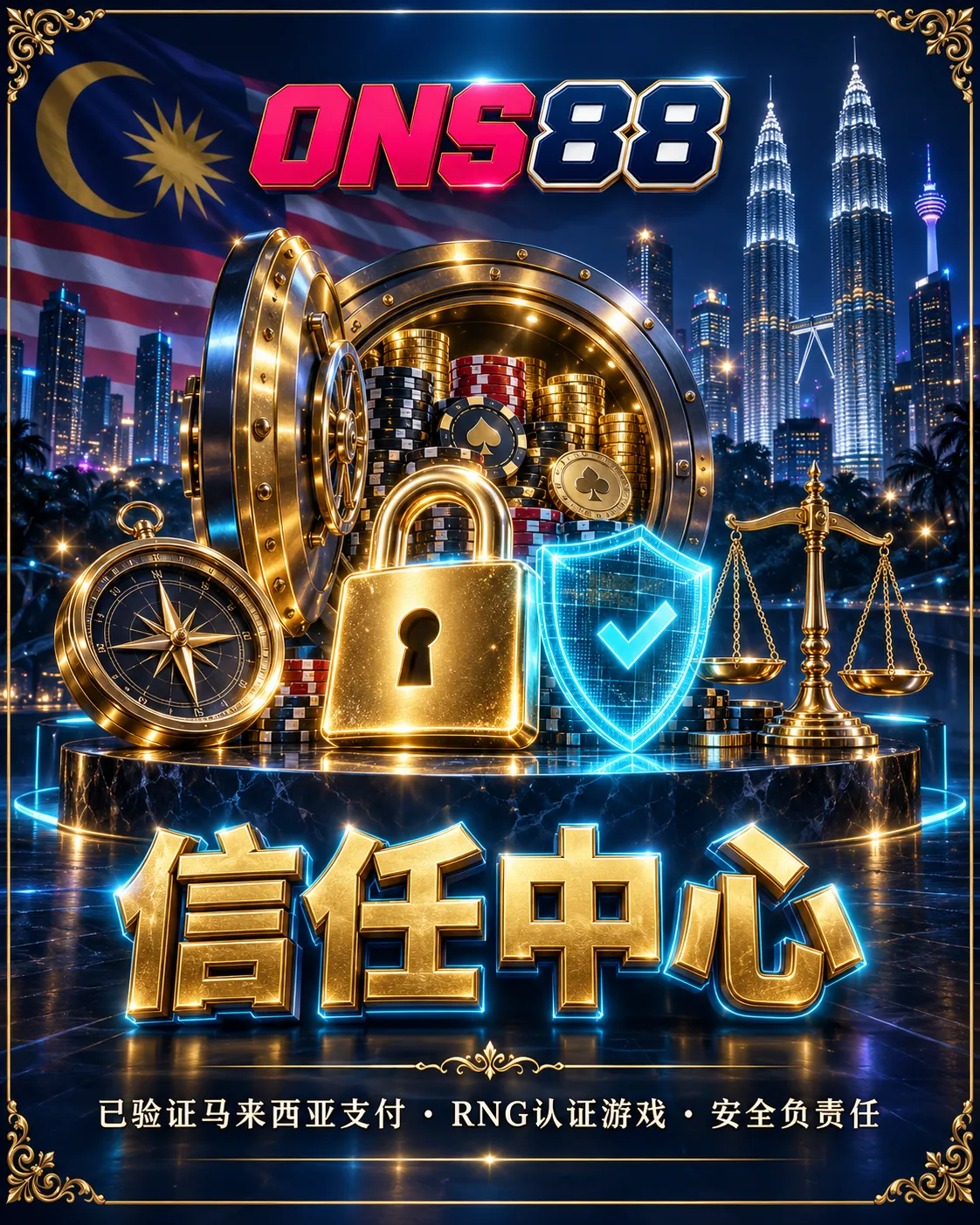 ONS88 信任中心 — 安全支付、公平游戏与负责任博彩 ONS88 信任中心 — 已验证马来西亚支付、RNG 认证游戏、安全负责任博彩